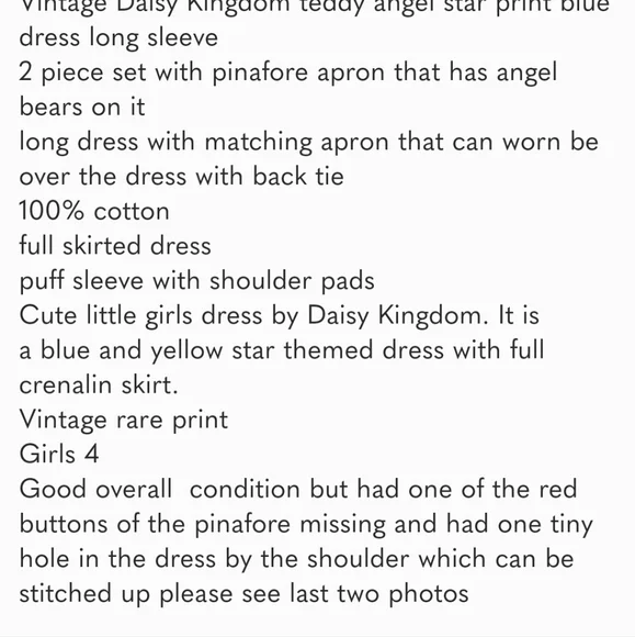 Daisy kingdom vintage teddy angel long sleeve dress